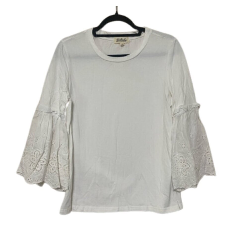 Listicle EUC crew neck flare sleeve eyelet casual boho cottage prairie top L